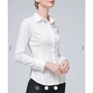 WHBM white poplin button down shirt